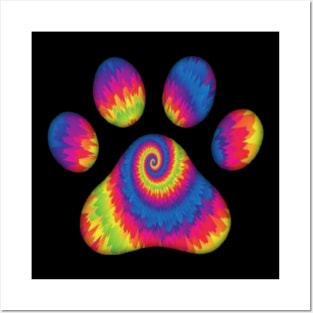 Footsteps Cat Rainbow Colours Posters and Art